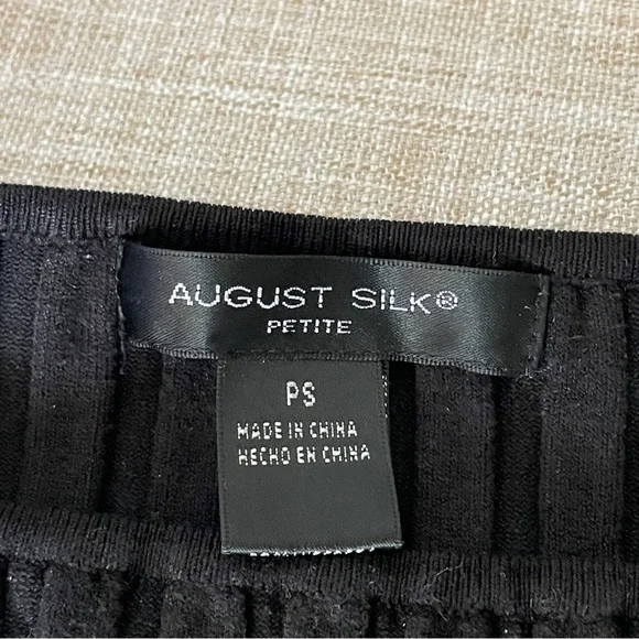 August Silk Petite PS Black Ribbed Sweater Gold Buttons Long Sleeve Y2K Preppy - Picture 7 of 9